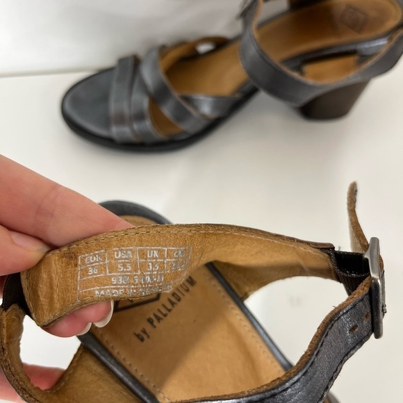 PALLADIUM Strappy Block Heel Sandals Metallic Look Womens Size 5.5 US Eur 36 - Picture 7 of 9